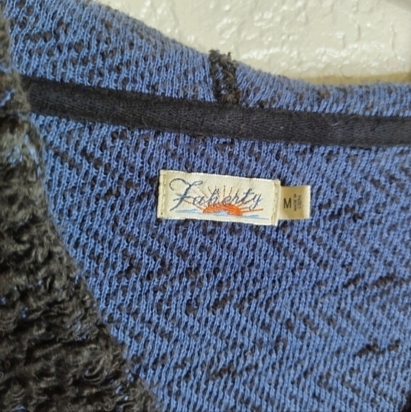 Faherty Seabrook Pullover Black Marled Hooded Top Sweater Surf Beach Sz M - Picture 6 of 8